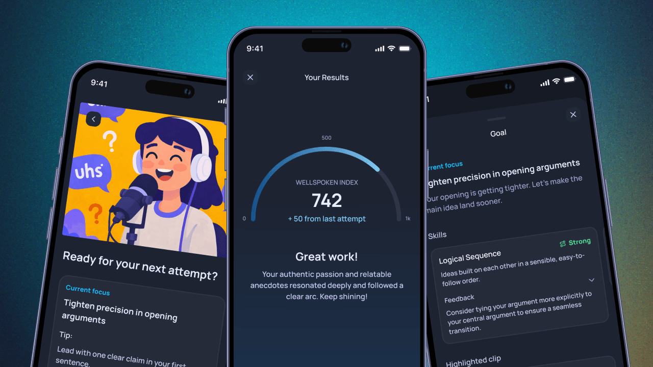 Wellspoken Spaces practice dashboard preview